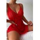 Dantel Gecelik Babydoll İç giyim Kırmızı