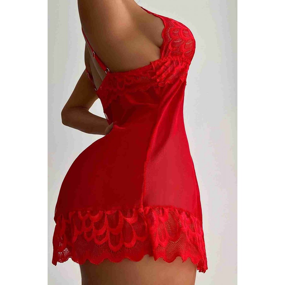 Dantel Gecelik Babydoll İç giyim Kırmızı