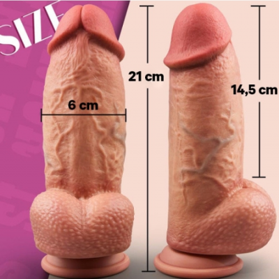 SuperLove Realistik Dual Density Dildo – 21 cm Güçlü Emme Tabanlı Vücut Dostu Silikon