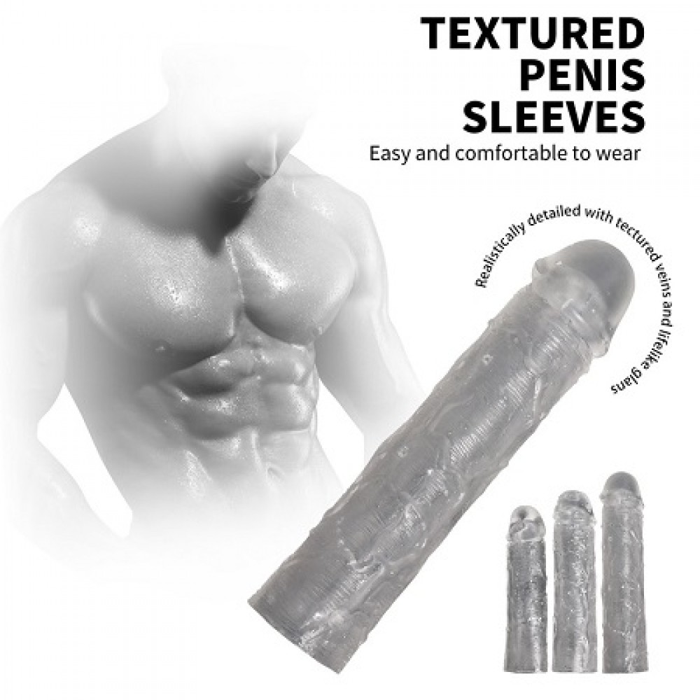 Prezervatif Dildo Penis 3lü Penis Kılıfı Set Ucu Dolgulu Uzatmalı 