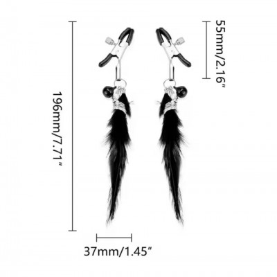 Siyah Kuş Tüylü Metal Tüy Charm Göğüs Uyarıcı Meme Ucu Klipsi Black Feather Nipple Clamps