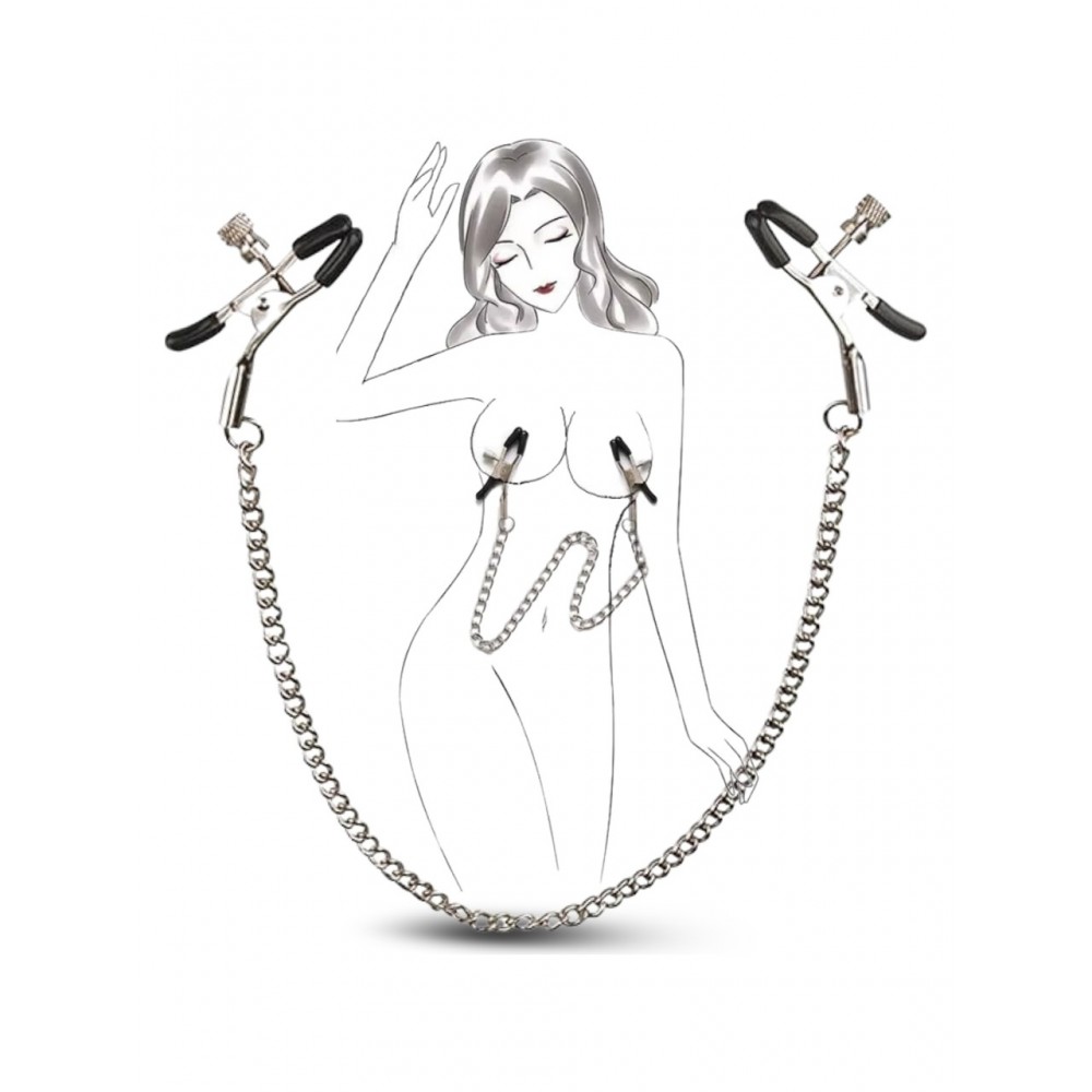 Nipple Clamps with Chain 30 CM Paslanmaz Çelik Zincirli Göğüs Uyarıcı Kolyeli Meme Ucu Klips