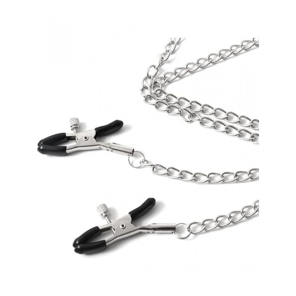 Nipple Clamps with Chain 30 CM Paslanmaz Çelik Zincirli Göğüs Uyarıcı Kolyeli Meme Ucu Klips