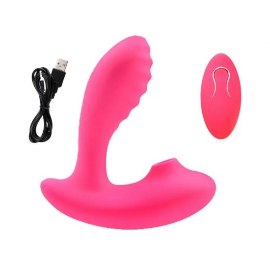 AIR PULSING Kablosuz Kumandalı Klitoris Emiş Güçlü ve G-Spot Uyarıcı Vibratör - Pembe
