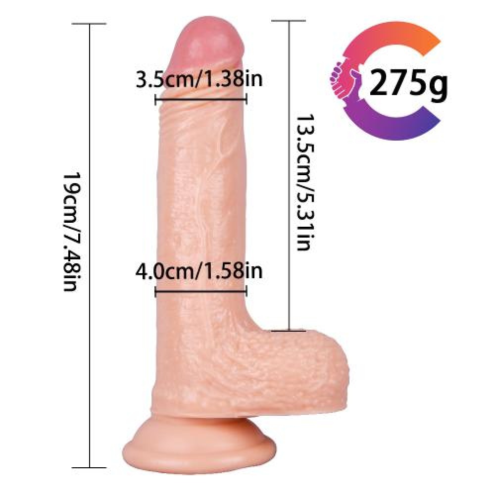 20CM Ten Rengi Vantuzlu Dildo