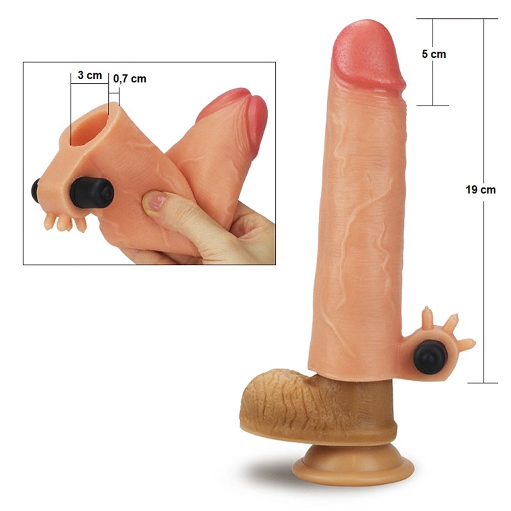5 cm Uzatmalı Realistik Titreşimli Penis Kılıfı XTender