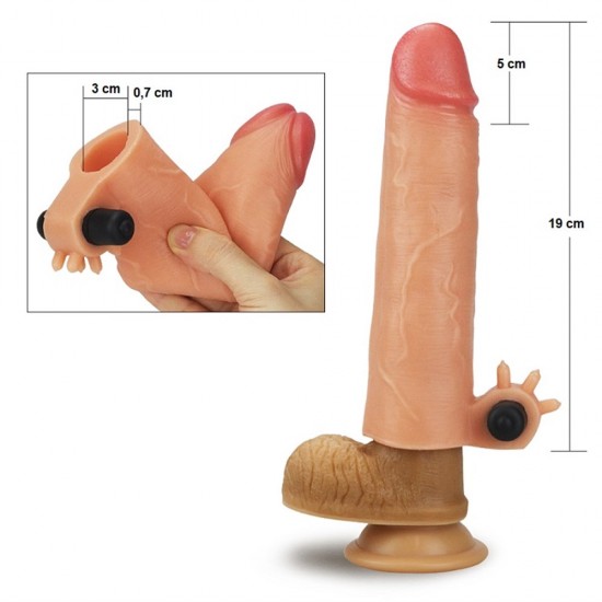 5 cm Uzatmalı Realistik Titreşimli Penis Kılıfı XTender