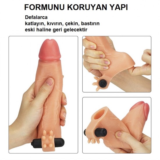 5 cm Uzatmalı Realistik Titreşimli Penis Kılıfı XTender