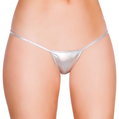                Gümüş Deri Görünümlü Tanga