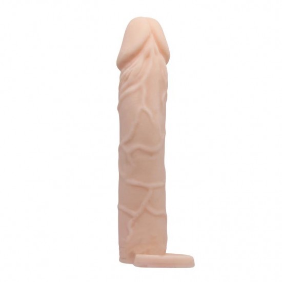      Extended 6 CM Dolgulu Realistik Penis Kılıfı Uzatmalı Prezervatif