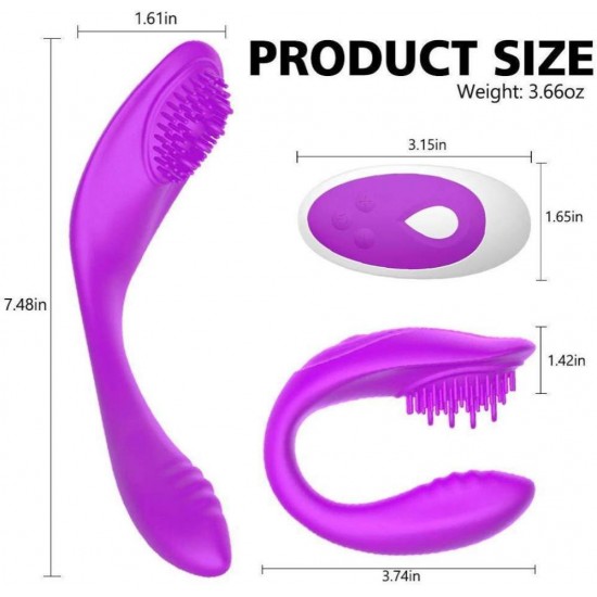 ROSY Kablosuz Kumandalı Şarjlı Klitoris ve G-Spot Uyarıcı Bükülebilir 2 in 1 Vibratör - Mor